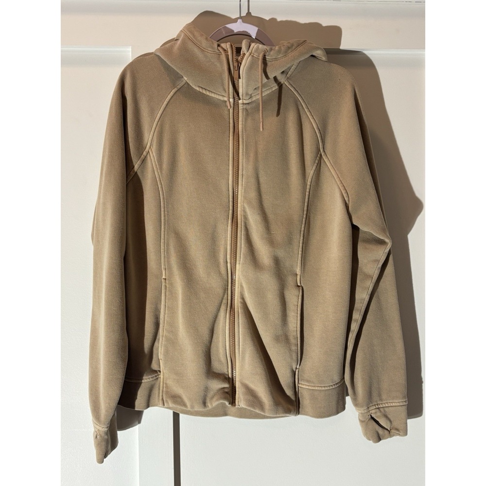 All In Motion Women's Fleece Full Zip Hooded Sweatshirt Brown/‎ Mustard Large